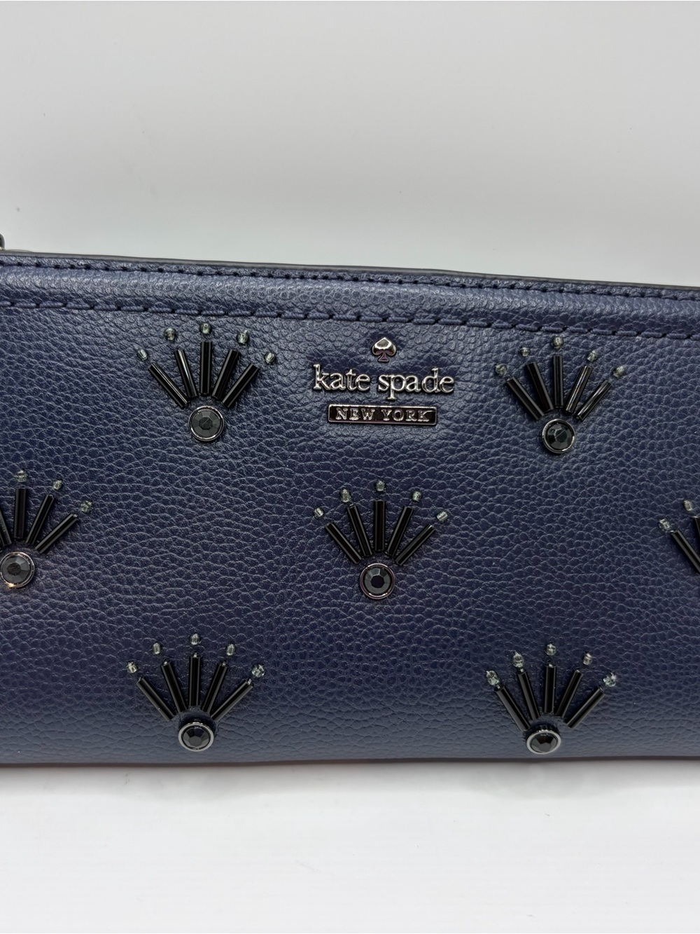 Kate Spade Braylon Patterson Drive Embellished Blazerblue
Leather Wallet NWT